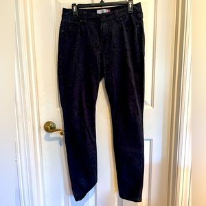 CAbi lace print pants. Denim type material.